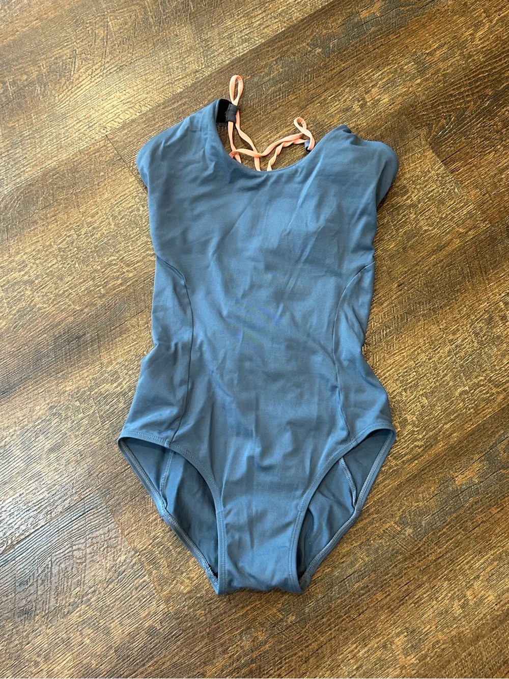 Jo+Jax Dance Leotard in Slate Blue with Peach Straps Small